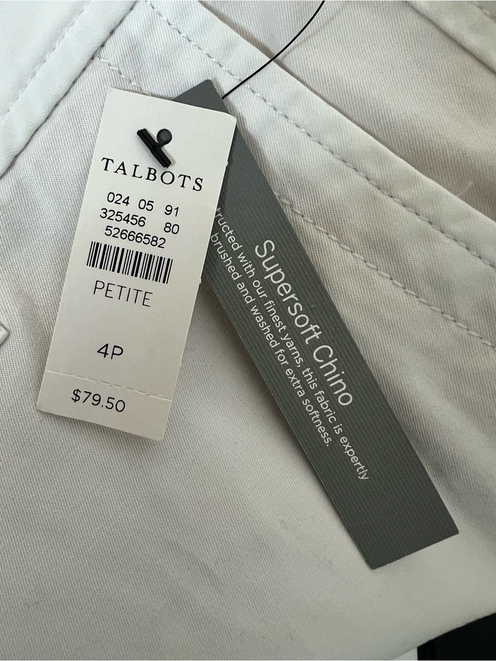 NWT Talbots Girlfriend Supersoft Chino Pants 4 Petite Ankle Length White Relaxed - Picture 6 of 14